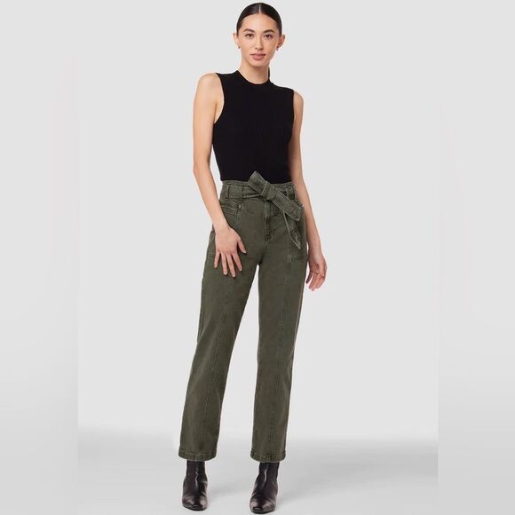 Anthropologie Hudson Utility Straight Ankle Jean with belt Rifle Green 26 NWT - Picture 16 of 16